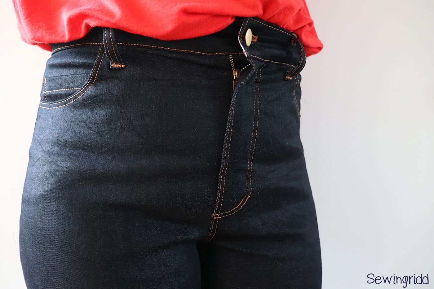 High waisted Ginger Jeans sewn by Sewingridd