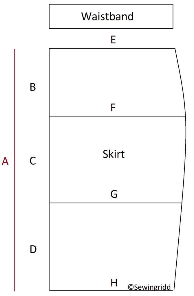 How to draw a skirt pattern to your own measurements. Drawing by Sewingridd
