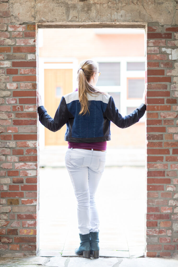 Refashioned recycled denim jacket by Sewingridd. Picture by Annelies Mol