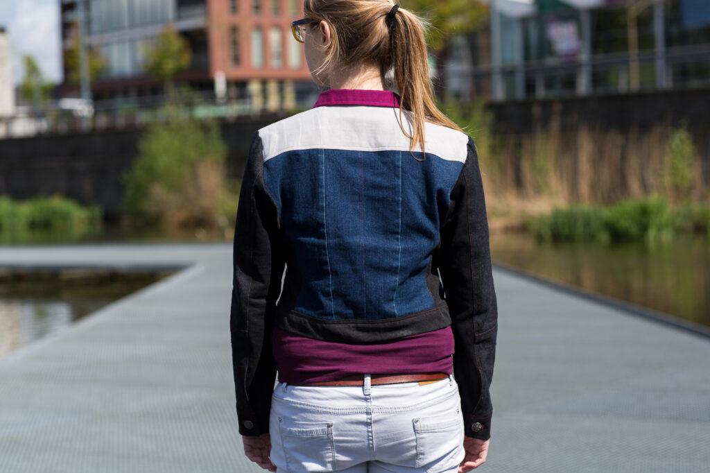 Refashioned recycled denim jacket by Sewingridd. Picture by Annelies Mol